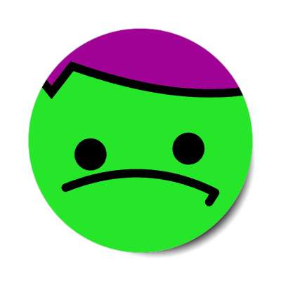 smile face sad unimpressed green sticker