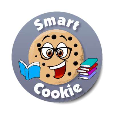 smile face smart cookie glasses books stickers, magnet