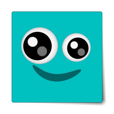 smile face teal huge eyes sticker