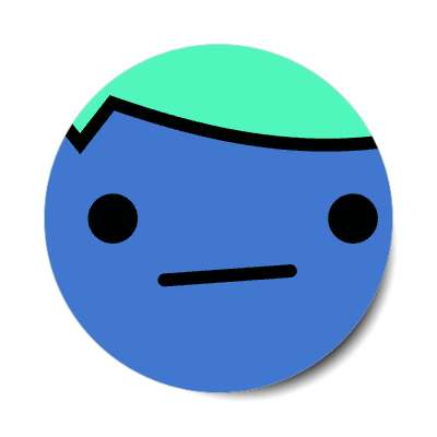 smile face unemotional blue calm sticker