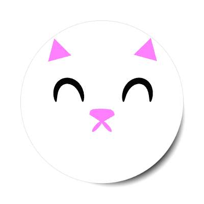 smile face white kitty closed happy eyes sticker