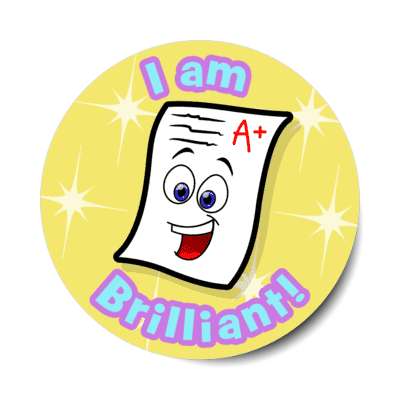 smiley a plus paper i am brilliant smiley stickers, magnet