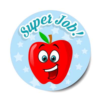 smiley apple super job stickers, magnet