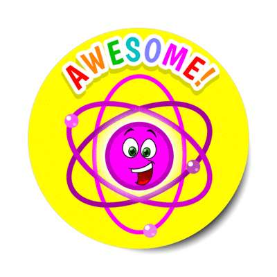 smiley atom awesome stickers, magnet