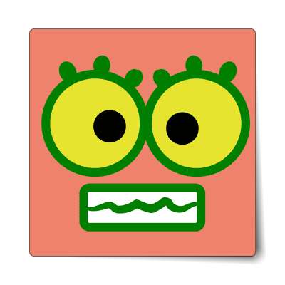 smiley excited coral clenched teeth eyelashes sticker