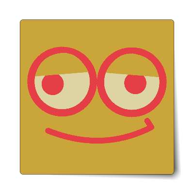 smiley half closed eyes satisfied relieved sticker
