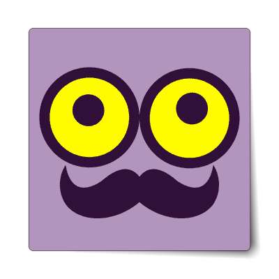 smiley mustache light purple sticker