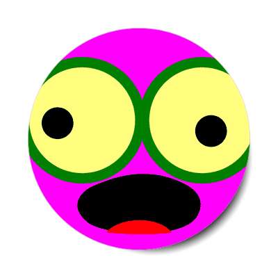 smiley open mouth tongue googly eyes magenta sticker