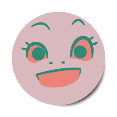 smiley pretty pink open mouth smile eyelashes sticker