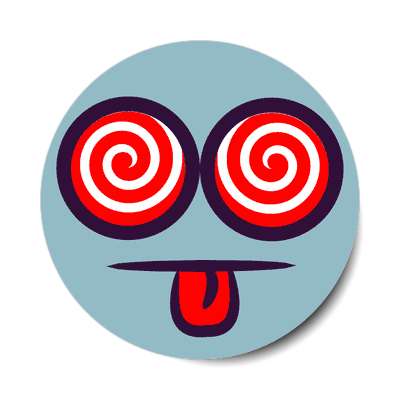 smiley spiral red eyes tongue out sticker