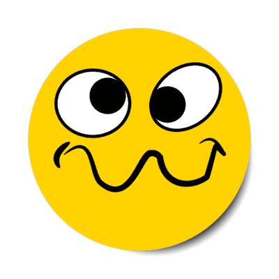 smiley wavy mouth crooked eyes crazy sticker