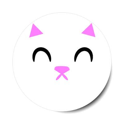 smiley white kitty closed happy eyes sticker