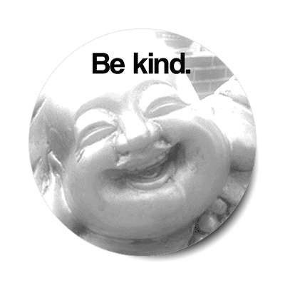 smiling buddha be kind sticker