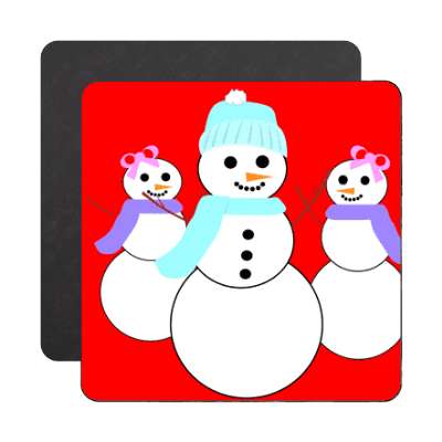 snowman three bright red magnet