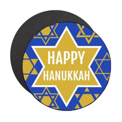stars of david gold happy hanukkah magnet
