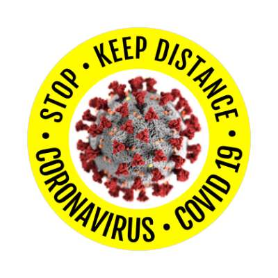 stop keep distance coronavirus covid 19 bright yellow floor sticker