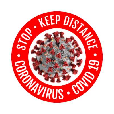 stop keep distance coronavirus covid 19 red floor sticker