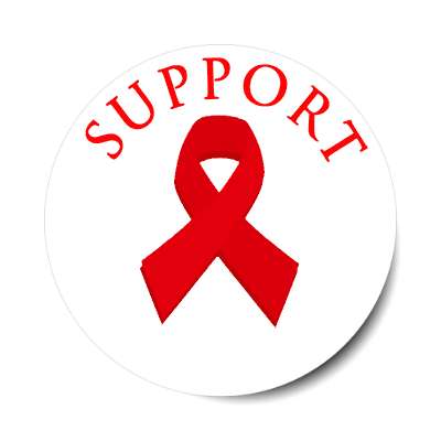 support red awareness hiv aids ribbon sticker
