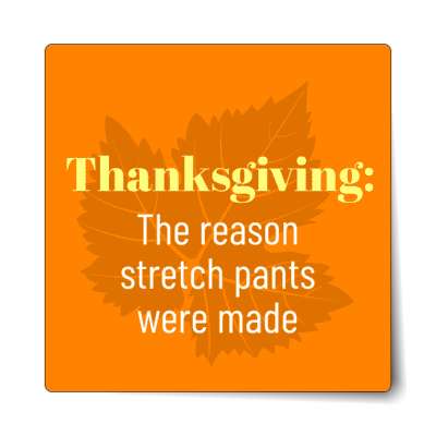 thanksgiving the reason stretch pants were made sticker