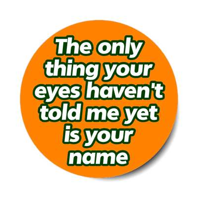 the only thing your eyes havent told me yet is your name sticker