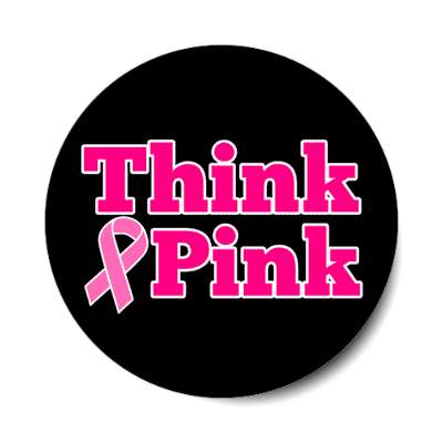 think pink breast cancer awareness ribbon black stickers, magnet