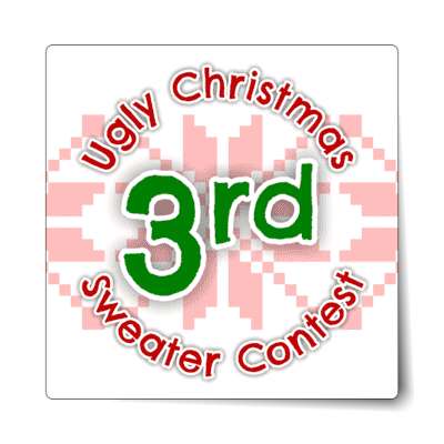 third place ugliest christmas sweater contest sticker