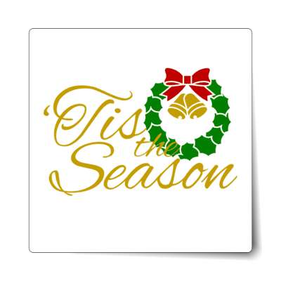 tis the season classic wreath bells sticker