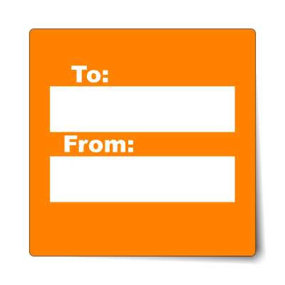 to from gift label bright orange sticker