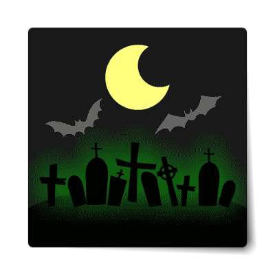 tombstones bats moon sticker