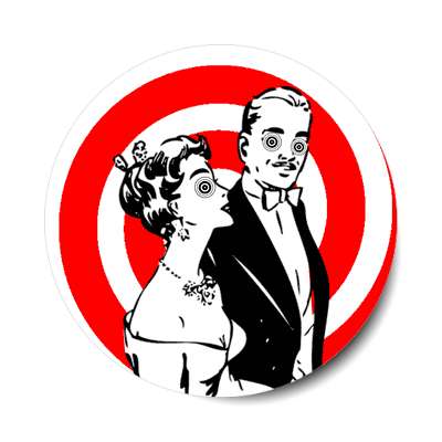 trippy retro couple sticker