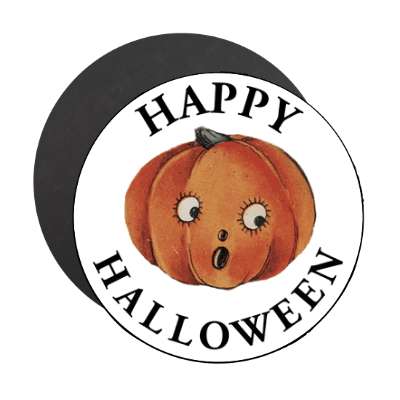 vintage happy halloween scared pumpkin magnet