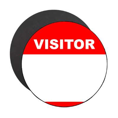 visitor bright red fill in nametag magnet