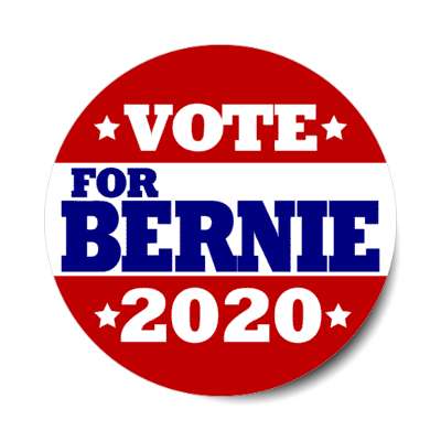 vote for bernie 2020 deep red white stars sticker