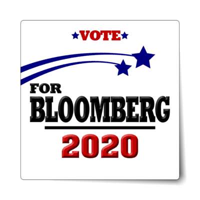 vote for bloomberg 2020 white shooting stars sticker