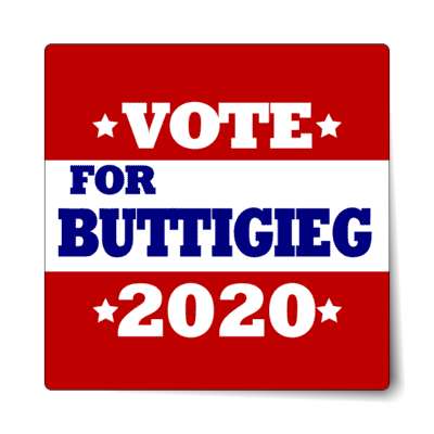 vote for buttigieg 2020 deep red white stars sticker