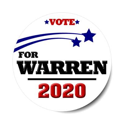 vote for warren 2020 white shooting stars sticker