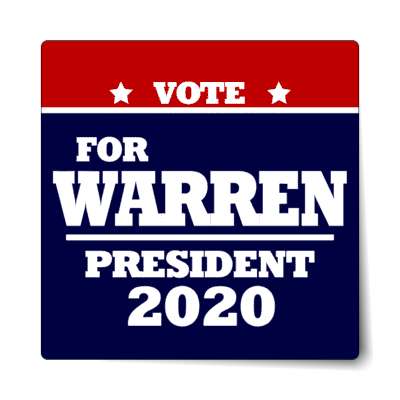 vote for warren president 2020 deep red dark blue sticker