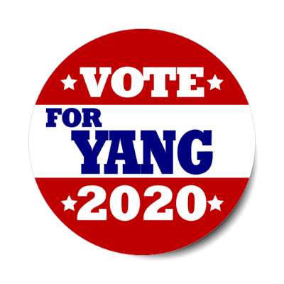 vote for yang 2020 deep red white stars sticker