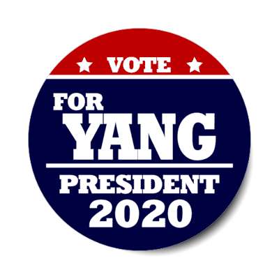 vote for yang president 2020 deep red dark blue sticker