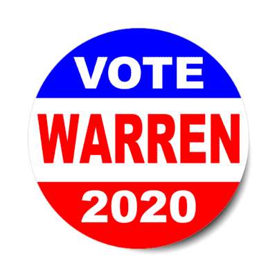 vote warren 2020 classic red white blue sticker