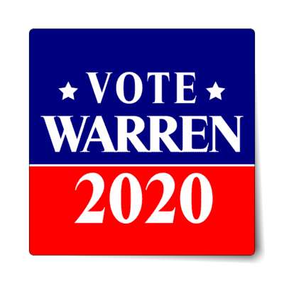 vote warren 2020 dark blue bright red star sticker