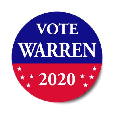 vote warren 2020 red blue stars sticker