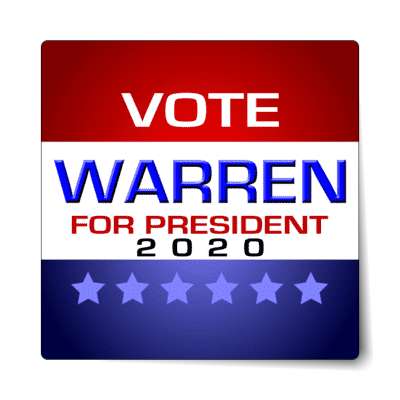 vote warren for president 2020 modern classic sticker