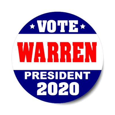 vote warren president 2020 dark blue white sticker