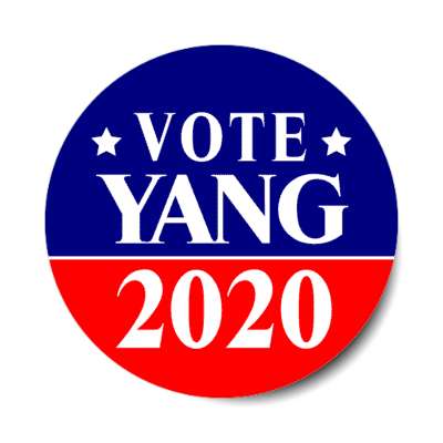 vote yang 2020 dark blue bright red star sticker