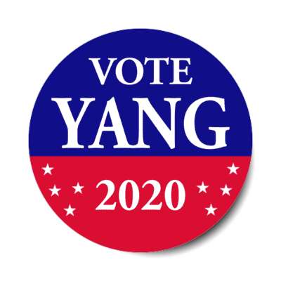 vote yang 2020 red blue stars sticker