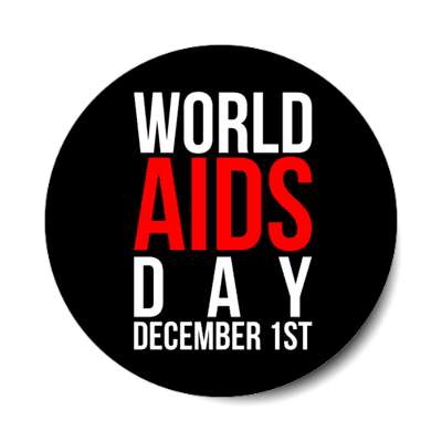 world aids day december first black stickers, magnet