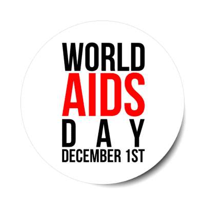 world aids day december first white stickers, magnet