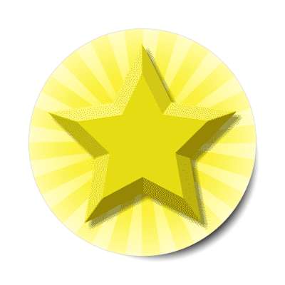 yellow burst gold star rays stickers, magnet