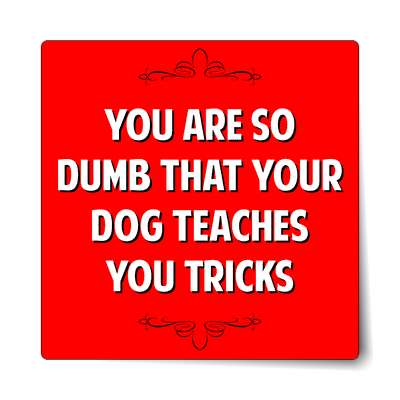 you are so dumb that your dog teaches you tricks sticker